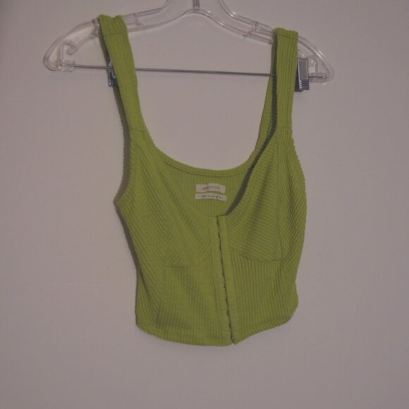 URBAN OUTFITTERS CropTop Tank Green Front Fastener Hooks Stretch Knit M -165/88A - Picture 1 of 6